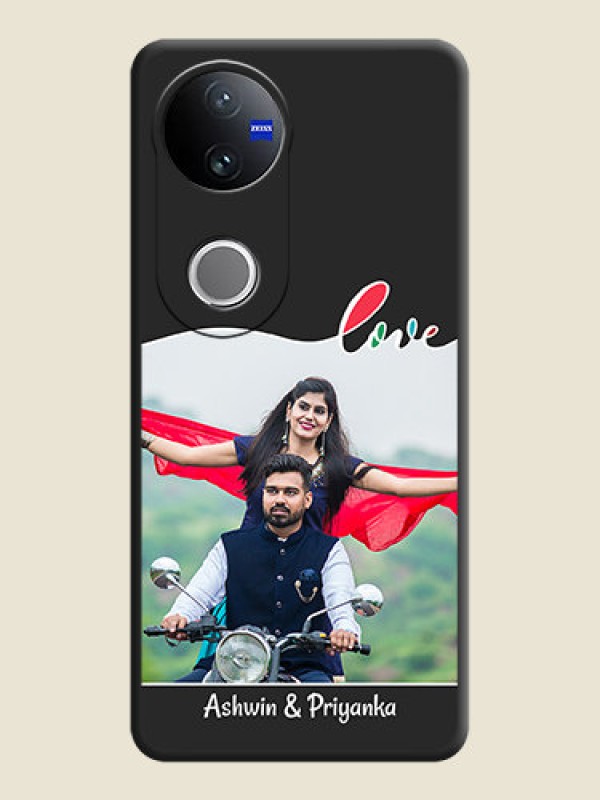 Custom Fall in Love Pattern with Picture on Photo On Space Black Custom Soft Matte Mobile Back Cover - Vivo T4R 5G