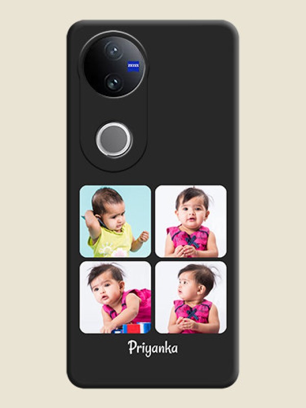 Custom Floral Art with 6 Image Holder on Photo On Space Black Custom Soft Matte Mobile Back Cover - Vivo T4R 5G