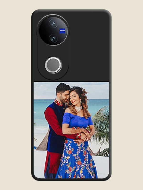 Custom Image Upload With Space Black Color On Custom Soft Matte Mobile Back Cover - Vivo T4R 5G
