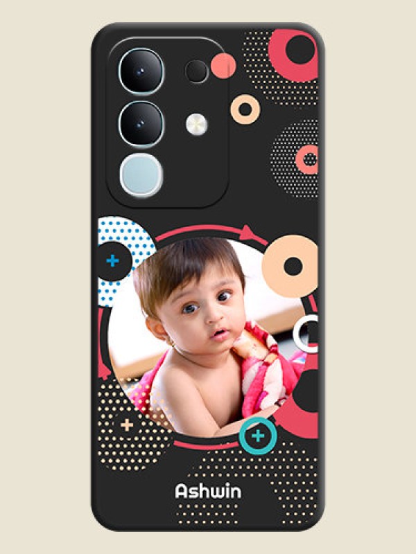 Custom Multicoloured Round Image On Space Black Custom Soft Matte Mobile Back Cover - Vivo T4x 5G