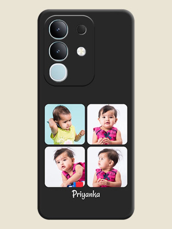 Custom Floral Art with 6 Image Holder on Photo On Space Black Custom Soft Matte Mobile Back Cover - Vivo T4x 5G