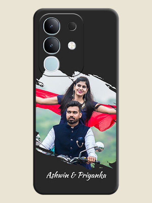 Custom Grunge Brush Strokes on Photo On Space Black Custom Soft Matte Mobile Back Cover - Vivo T4x 5G
