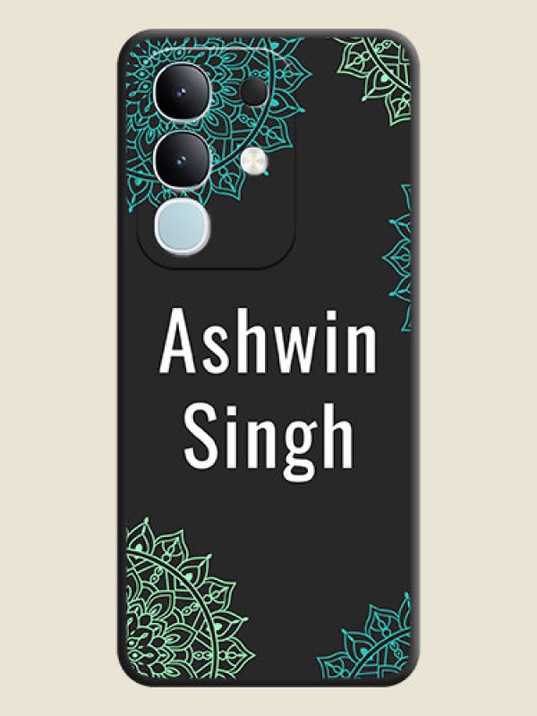 Custom Your Name with Floral Design On Space Black Custom Soft Matte Mobile Back Cover - Vivo T4x 5G