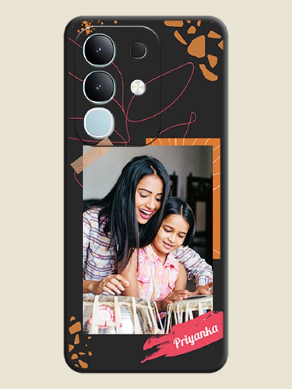 Custom Orange Photo Frame On Space Black Custom Soft Matte Mobile Back Cover - Vivo T4x 5G