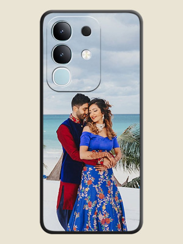 Custom Full Single Pic Upload On Space Black Custom Soft Matte Mobile Back Cover - Vivo T4x 5G