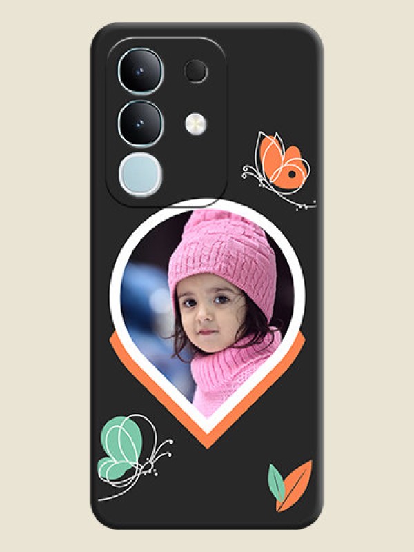 Custom Upload Pic With Simple Butterly Design On Space Black Custom Soft Matte Mobile Back Cover - Vivo T4x 5G