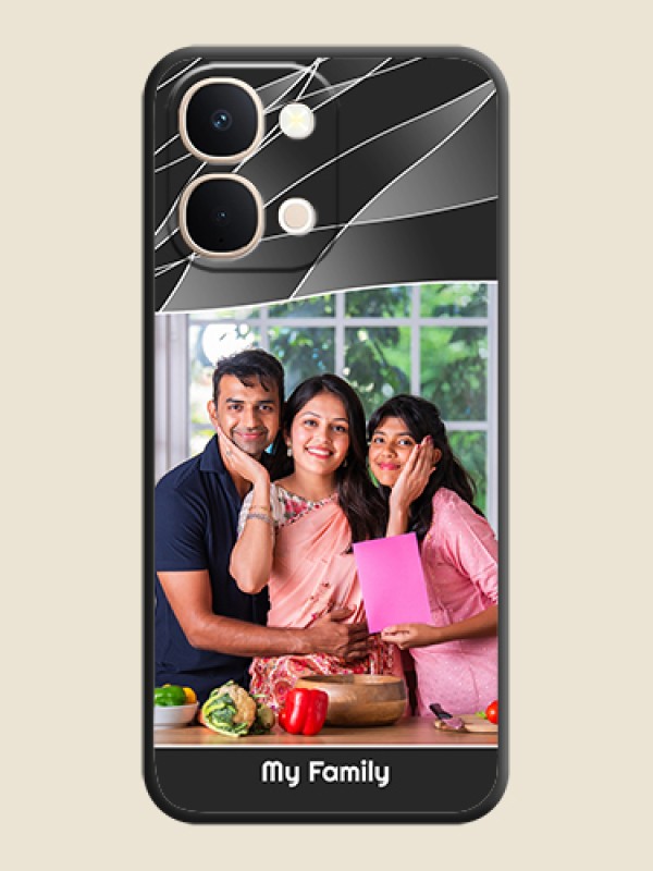 Custom Mixed Wave Lines on Photo On Space Black Custom Soft Matte Mobile Back Cover - Vivo T5X 5G