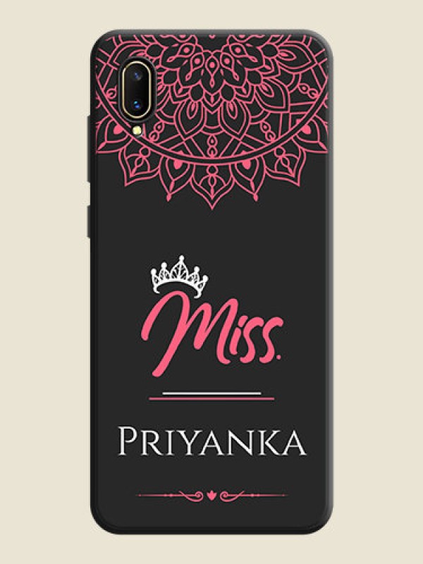 Custom Mrs Name with Floral Design on Space Black Personalized Soft Matte Phone Covers - Vivo V11 Pro