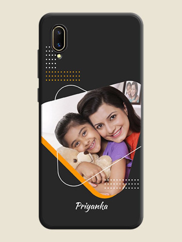 Custom Yellow Triangle on Photo on Space Black Soft Matte Phone Cover - Vivo V11 Pro