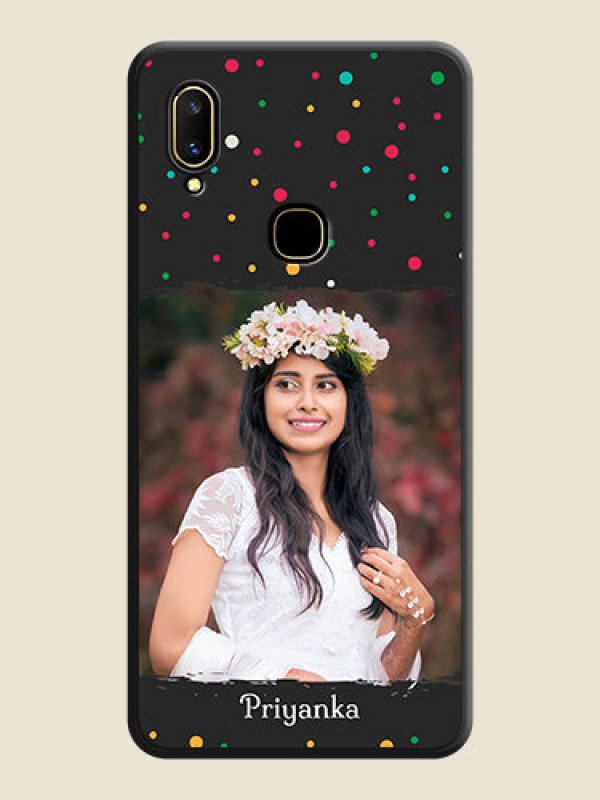Custom Multicolor Dotted Pattern with Text on Space Black Custom Soft Matte Phone Back Cover - Vivo V11