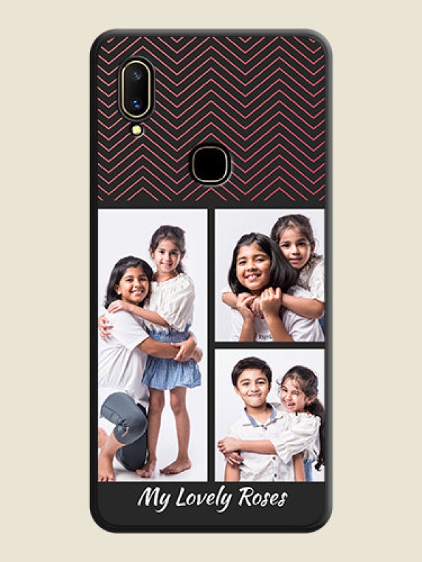 Custom Wave Pattern with 3 Image Holder on Space Black Custom Soft Matte Back Cover - Vivo V11