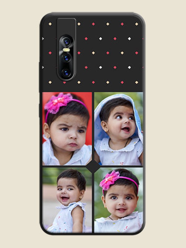 Custom Multicolor Dotted Pattern with 4 Image Holder on Space Black Custom Soft Matte Phone Cases - Vivo V15 Pro