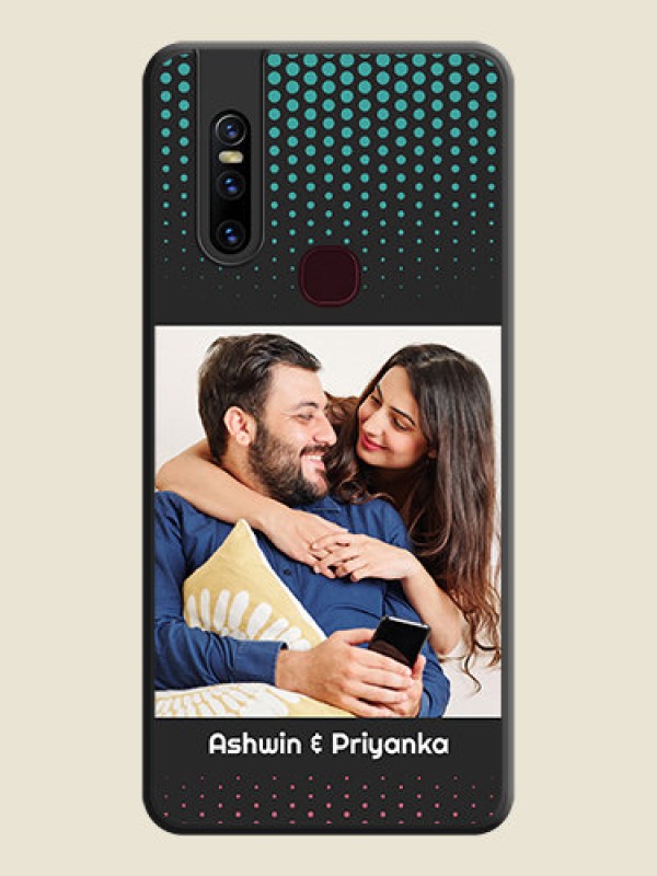 Custom Faded Dots with Grunge Photo Frame and Text on Space Black Custom Soft Matte Phone Cases - Vivo V15