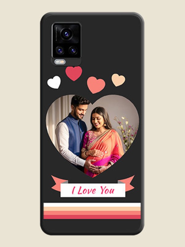 Custom Love Shaped Photo with Colorful Stripes on Personalised Space Black Soft Matte Cases - Vivo V20 Pro 5G
