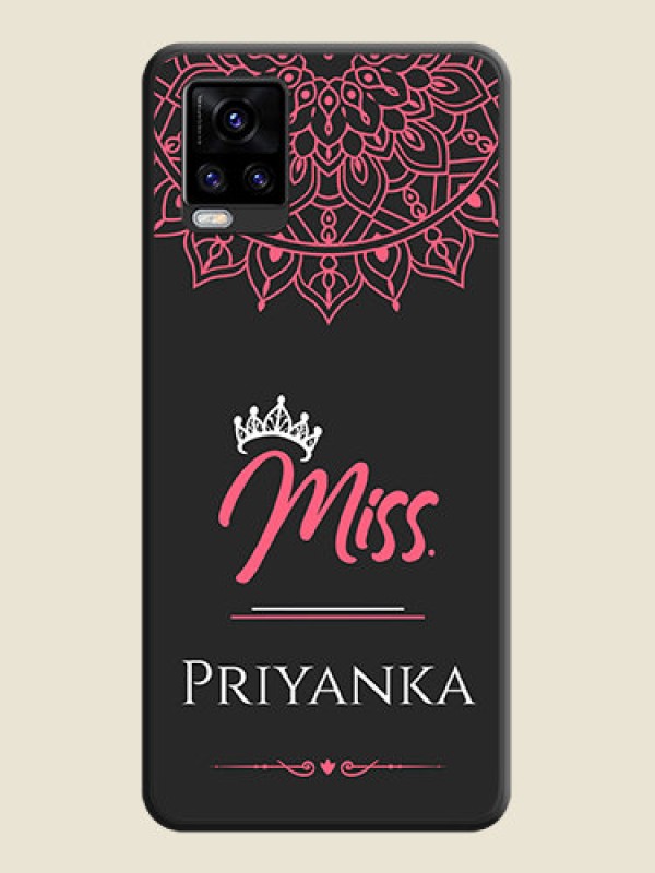 Custom Mrs Name with Floral Design on Space Black Personalized Soft Matte Phone Covers - Vivo V20 Pro 5G