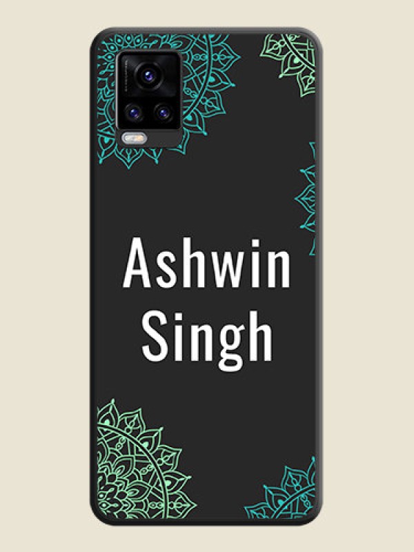 Custom Your Name with Floral Design on Space Black Custom Soft Matte Back Cover - Vivo V20 Pro 5G