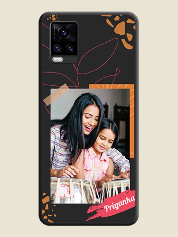Custom Orange Photo Frame on Space Black Custom Soft Matte Phone Back Cover - Vivo V20 Pro 5G