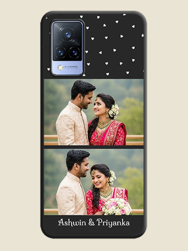 Custom Miniature Love Symbols with Name on Space Black Custom Soft Matte Back Cover - Vivo V21 5G