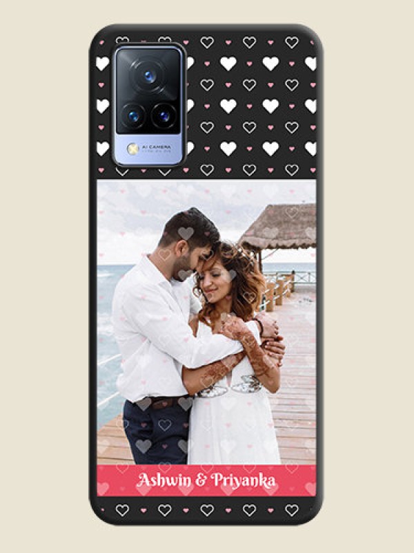 Custom White Color Love Symbols with Text Design on Photo on Space Black Soft Matte Phone Cover - Vivo V21 5G