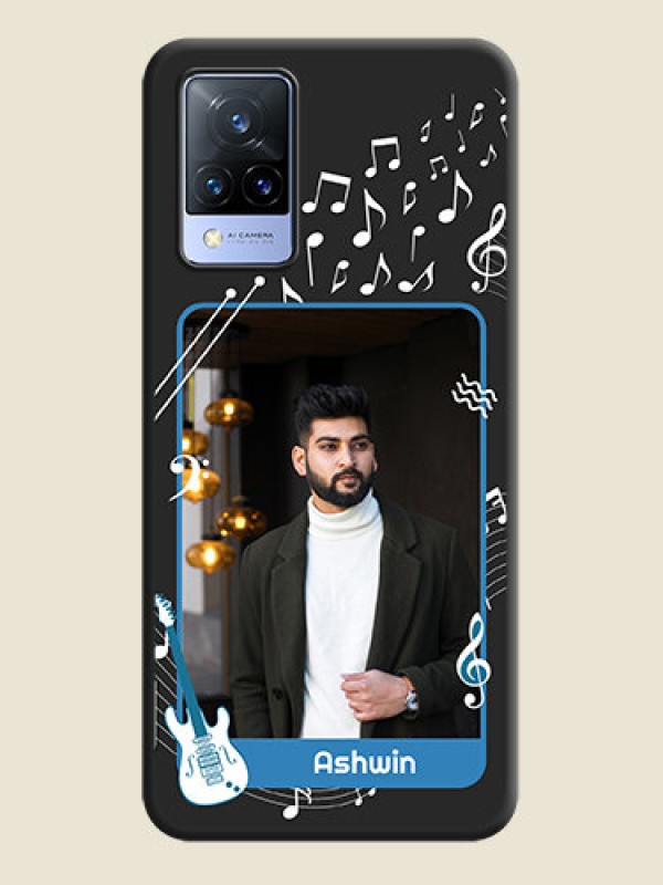 Custom Musical Theme Design with Text on Photo on Space Black Soft Matte Mobile Case - Vivo V21 5G