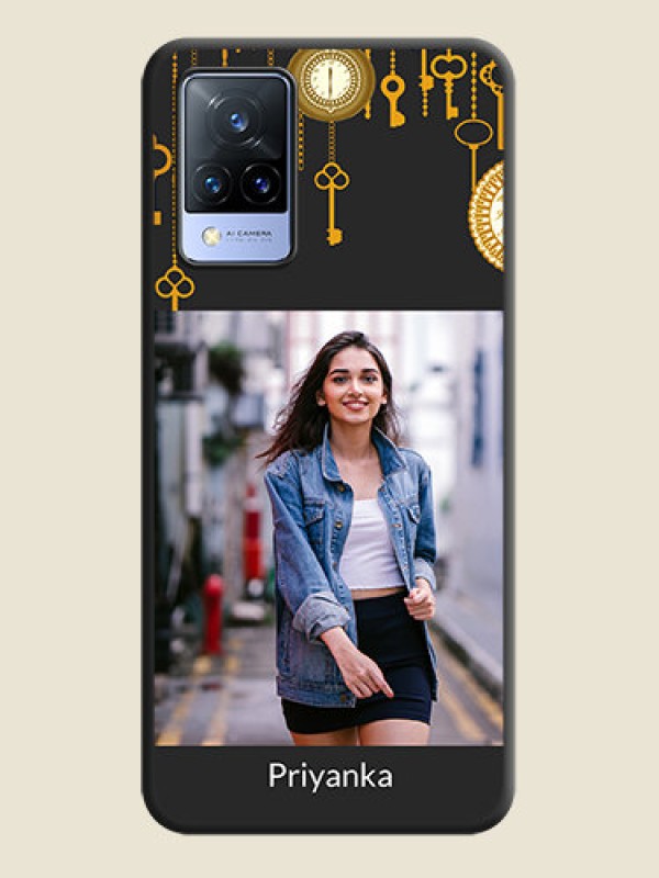 Custom Decorative Design with Text on Space Black Custom Soft Matte Back Cover - Vivo V21 5G