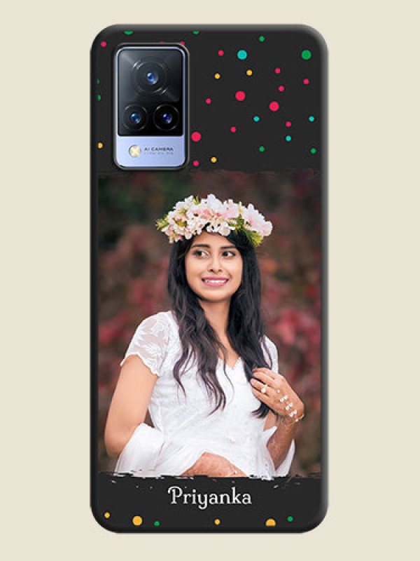 Custom Multicolor Dotted Pattern with Text on Space Black Custom Soft Matte Phone Back Cover - Vivo V21 5G
