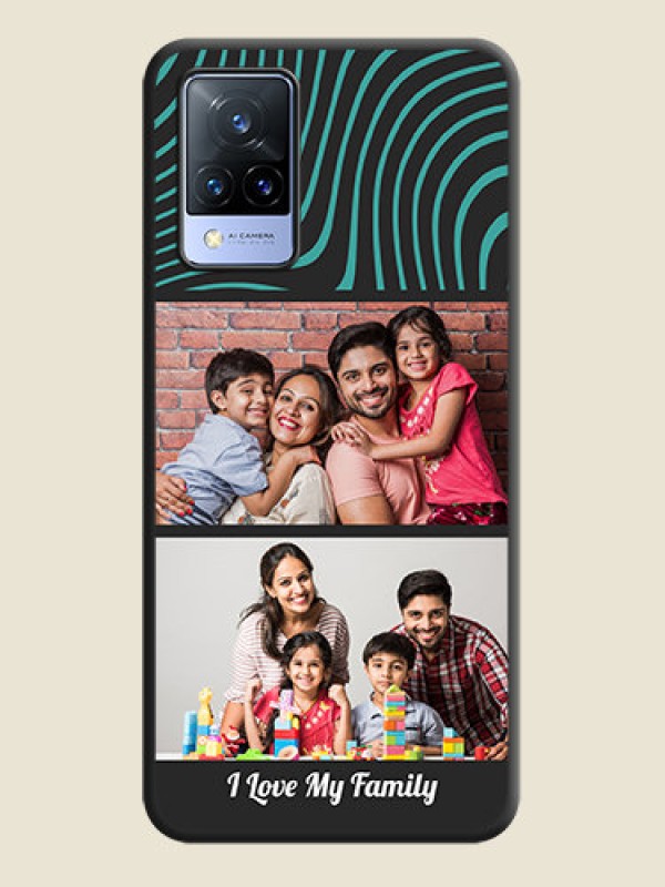 Custom Wave Pattern with 2 Image Holder on Space Black Personalized Soft Matte Phone Covers - Vivo V21 5G