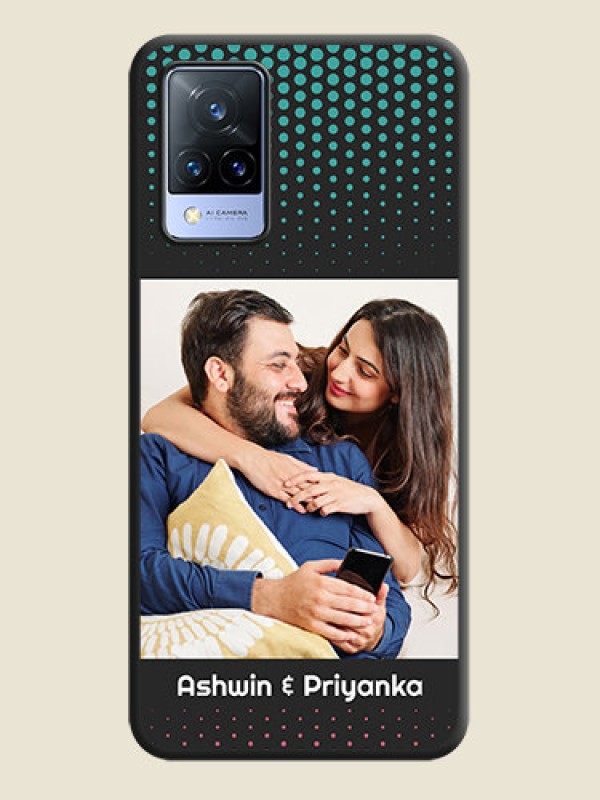 Custom Faded Dots with Grunge Photo Frame and Text on Space Black Custom Soft Matte Phone Cases - Vivo V21 5G