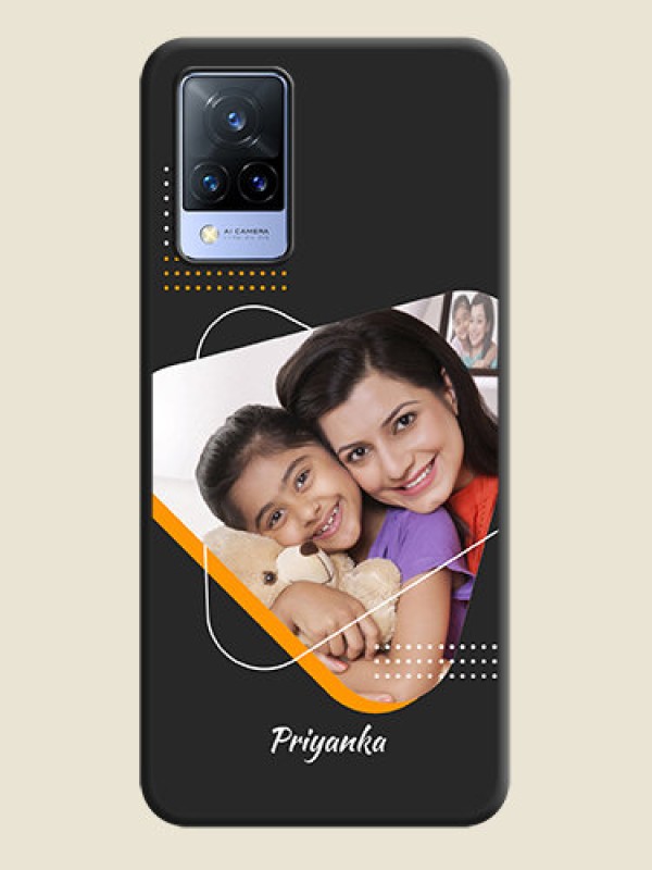 Custom Yellow Triangle on Photo on Space Black Soft Matte Phone Cover - Vivo V21 5G