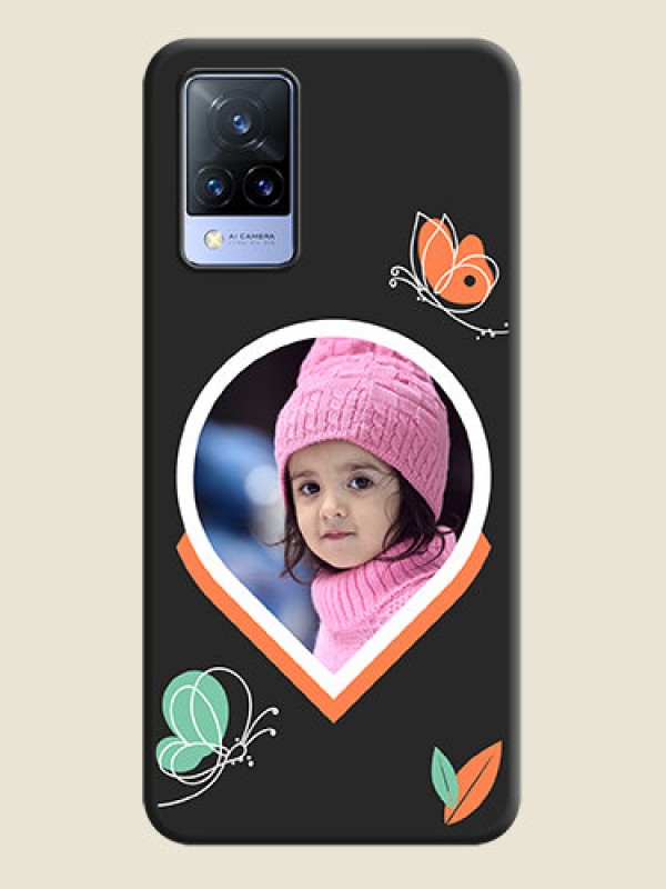 Custom Upload Pic With Simple Butterly Design On Space Black Personalized Soft Matte Phone Covers -Vivo V21 5G