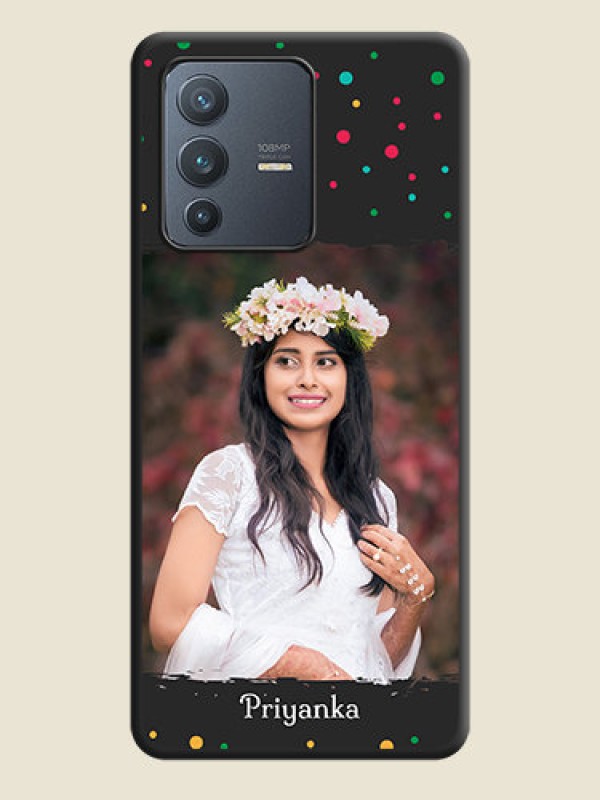 Custom Multicolor Dotted Pattern with Text on Space Black Custom Soft Matte Phone Back Cover - Vivo V23 Pro 5G