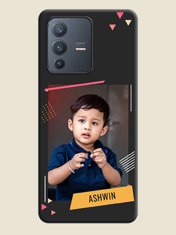 Custom Photo Frame with Triangle Small Dots on Photo on Space Black Soft Matte Back Cover - Vivo V23 Pro 5G