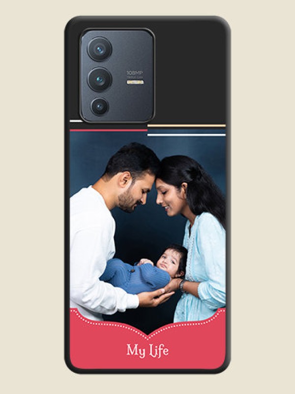 Custom Classic Plain Design with Name on Photo on Space Black Soft Matte Phone Cover - Vivo V23 Pro 5G