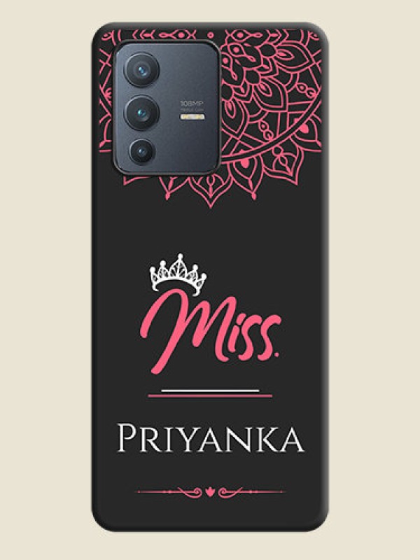 Custom Mrs Name with Floral Design on Space Black Personalized Soft Matte Phone Covers - Vivo V23 Pro 5G