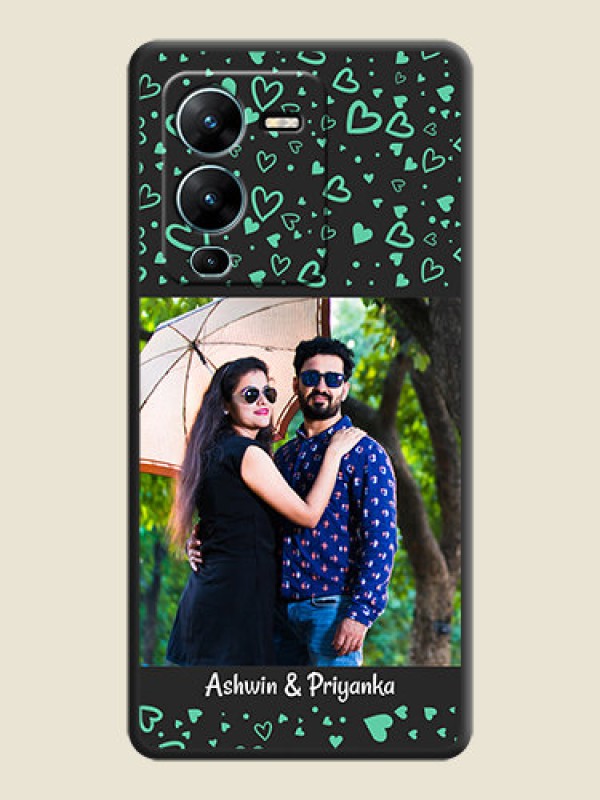 Custom Sea Green Indefinite Love Pattern on Photo on Space Black Soft Matte Mobile Cover - Vivo V25 Pro 5G
