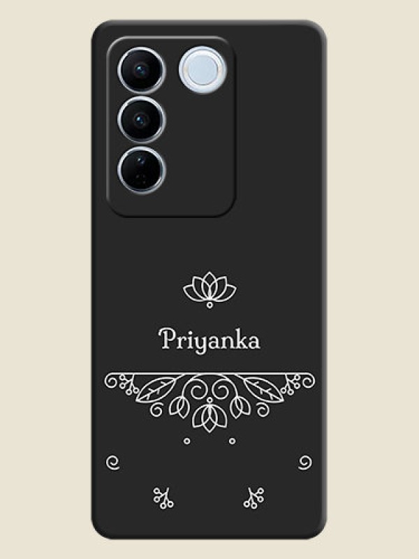 Custom Lotus Garden Custom Text On Space Black Personalized Soft Matte Phone Covers -Vivo V27 Pro