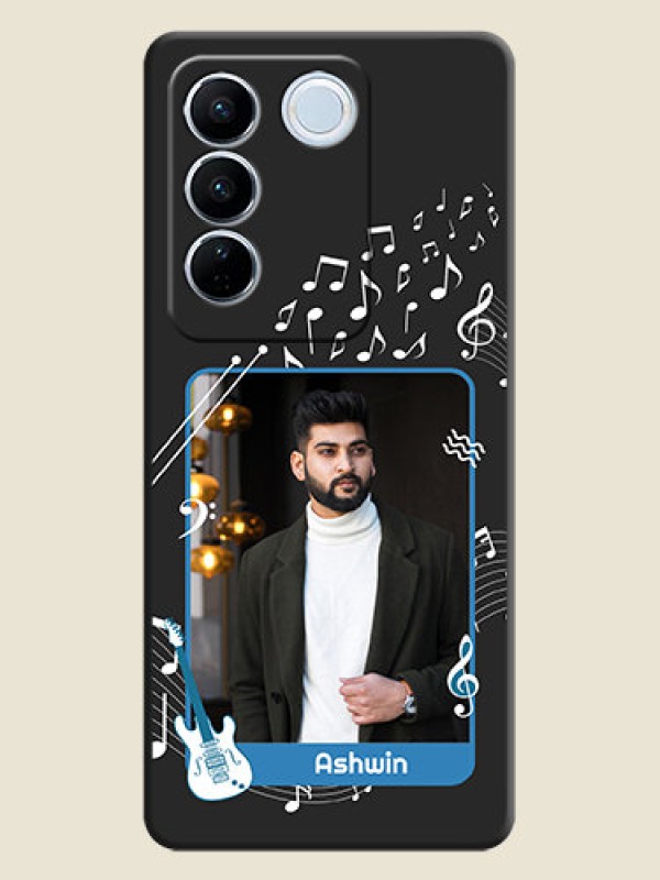 Custom Musical Theme Design with Text on Photo on Space Black Soft Matte Mobile Case - Vivo V27