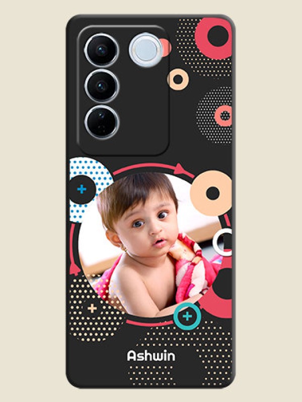 Custom Multicoloured Round Image on Personalised Space Black Soft Matte Cases - Vivo V27