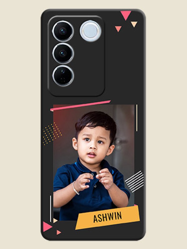 Custom Photo Frame with Triangle Small Dots on Photo on Space Black Soft Matte Back Cover - Vivo V27
