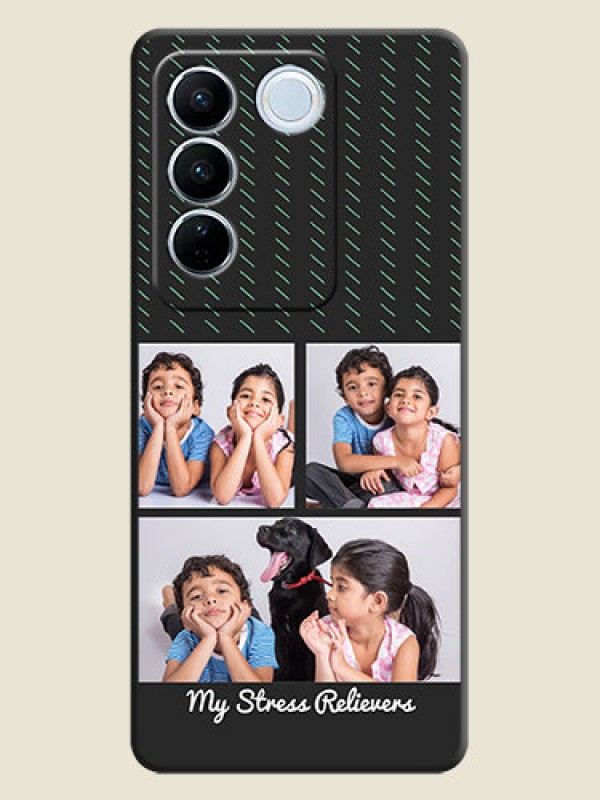 Custom Cross Dotted Pattern with 2 Image Holder  on Personalised Space Black Soft Matte Cases - Vivo V27