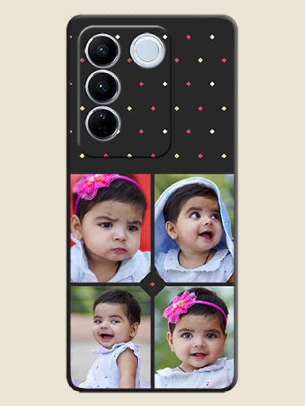 Custom Multicolor Dotted Pattern with 4 Image Holder on Space Black Custom Soft Matte Phone Cases - Vivo V27