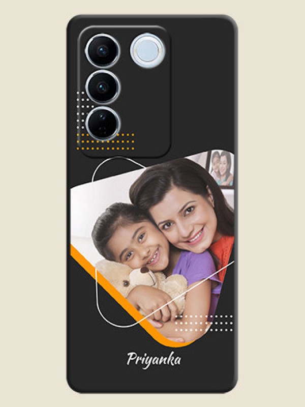 Custom Yellow Triangle on Photo on Space Black Soft Matte Phone Cover - Vivo V27