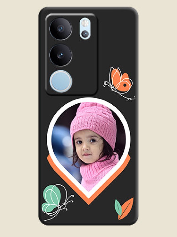 Custom Upload Pic With Simple Butterly Design On Space Black Custom Soft Matte Mobile Back Cover - Vivo V29 5G