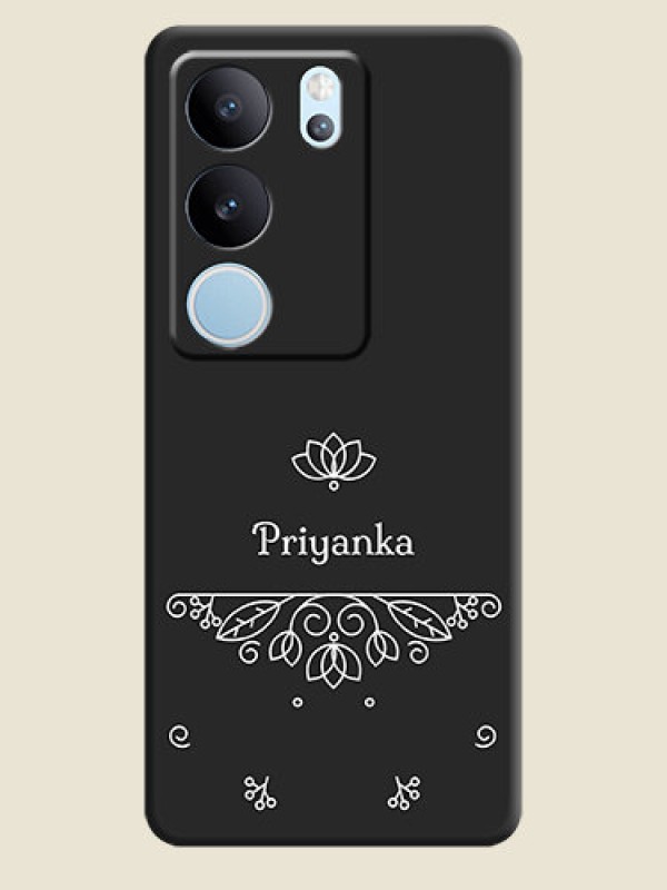 Custom Lotus Garden Custom Text On Space Black Custom Soft Matte Mobile Back Cover - Vivo V29 5G