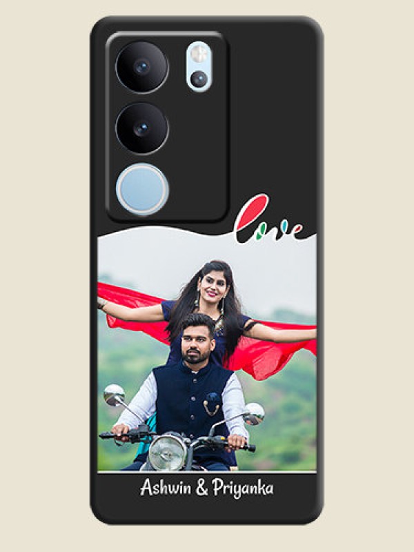Custom Fall in Love Pattern with Picture on Photo On Space Black Custom Soft Matte Mobile Back Cover - Vivo V29 Pro 5G