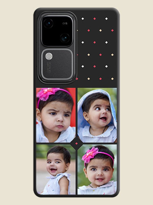 Custom Multicolor Dotted Pattern with 4 Image Holder on Space Black Custom Soft Matte Phone Cases - Vivo V30 5G