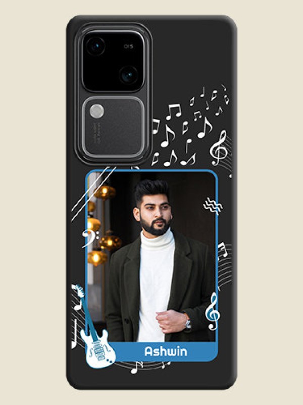 Custom Musical Theme Design with Text - Photo on Space Black Soft Matte Mobile Case - Vivo V30 Pro 5G