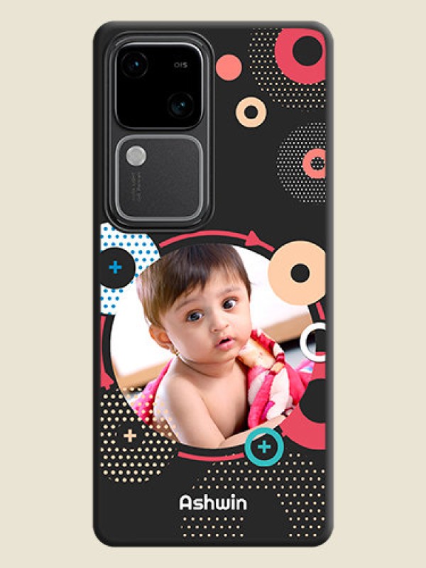 Custom Multicoloured Round Image on Personalised Space Black Soft Matte Cases - Vivo V30 Pro 5G