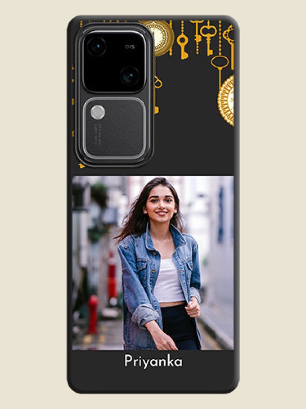 Custom Decorative Design with Text on Space Black Custom Soft Matte Back Cover - Vivo V30 Pro 5G