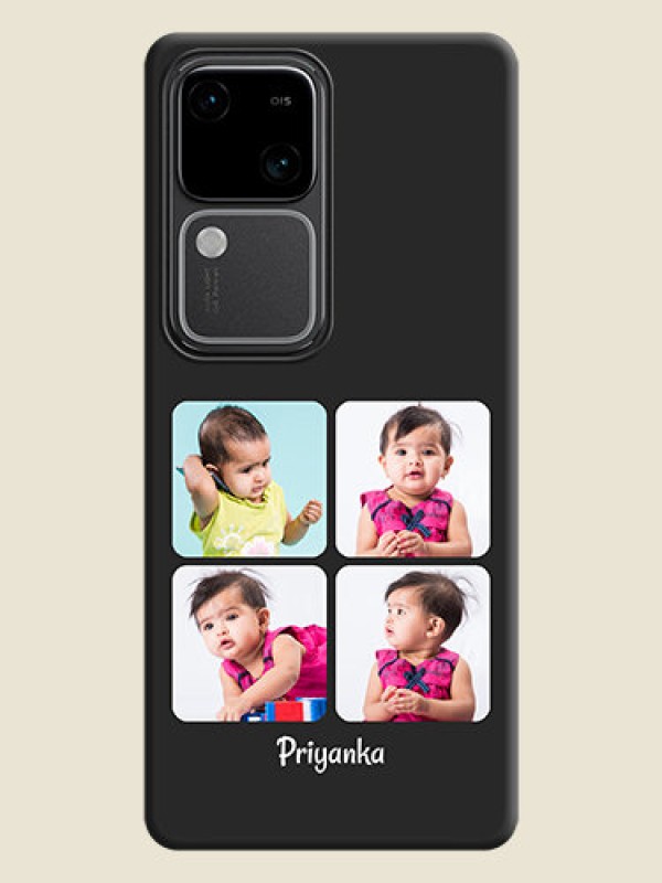 Custom Floral Art with 6 Image Holder - Photo on Space Black Soft Matte Mobile Case - Vivo V30 Pro 5G